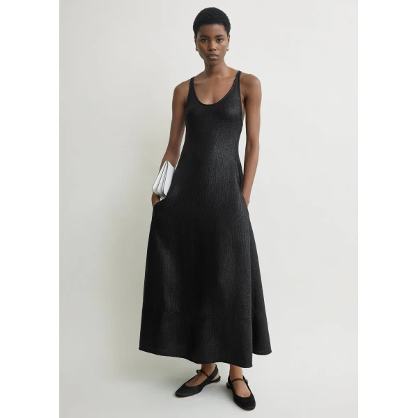 Totême Sculpted cotton dress in Black - Dresses - Scandinavian Minimalist Luxury at Luxury Shoes 