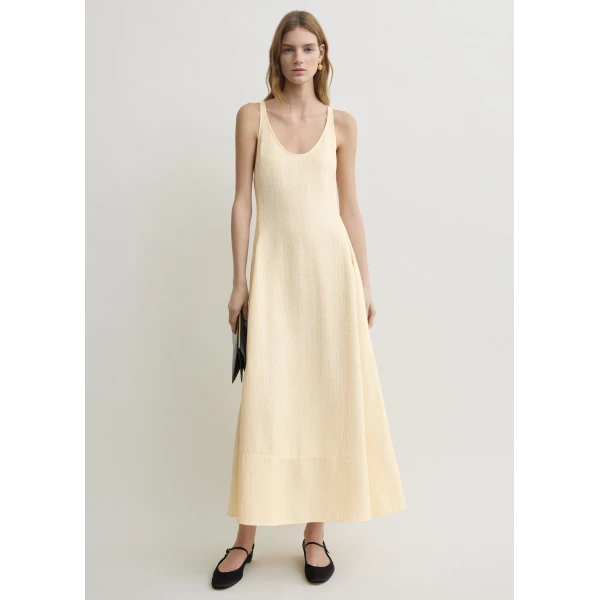 Totême Sculpted cotton dress in Ecru - Dresses - Scandinavian Minimalist Luxury at Luxury Shoes 