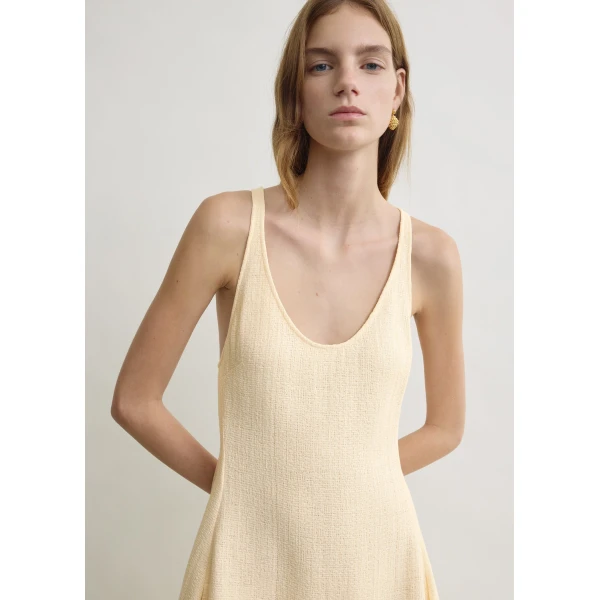 Totême Sculpted cotton dress in Ecru - Dresses - Scandinavian Minimalist Luxury at Luxury Shoes 