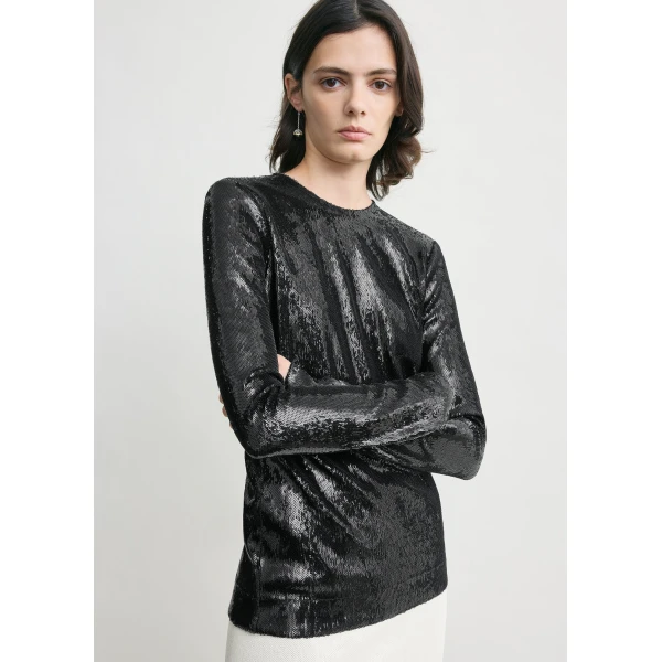 Totême Sequin top in Black - Tops - Scandinavian Minimalist Luxury at Luxury Shoes 
