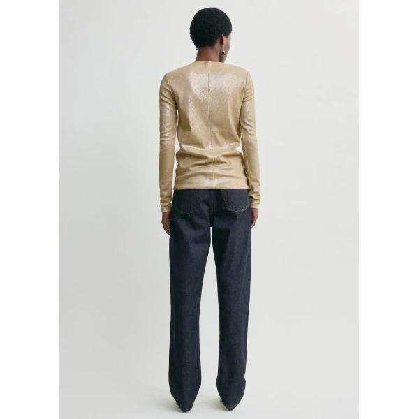 Totême Sequin top in Latte - Tops - Scandinavian Minimalist Luxury at Luxury Shoes 