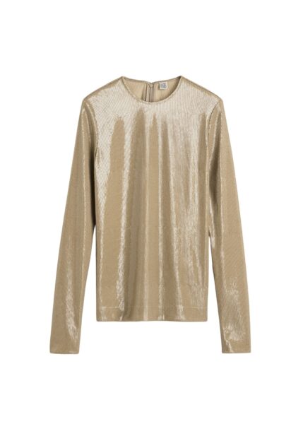 Totême Sequin top in Latte - Tops - Scandinavian Minimalist Luxury at Luxury Shoes 