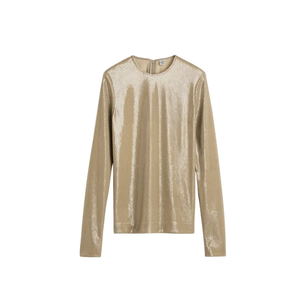 Totême Sequin top in Latte - Tops - Scandinavian Minimalist Luxury at Luxury Shoes 