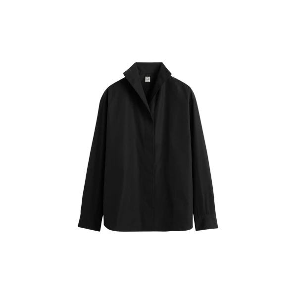 Totême Sharp poplin shirt in Black - Tops - Scandinavian Minimalist Luxury at Luxury Shoes 