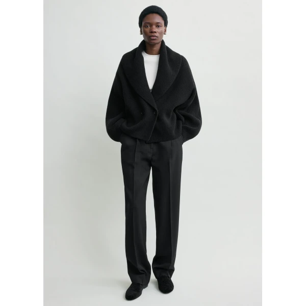 Totême Shawl-lapel cardigan in Black - Knitwear - Scandinavian Minimalist Luxury at Luxury Shoes 