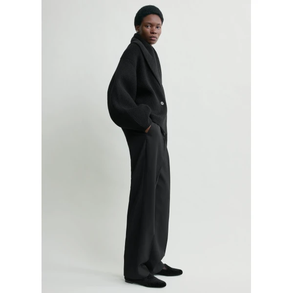 Totême Shawl-lapel cardigan in Black - Knitwear - Scandinavian Minimalist Luxury at Luxury Shoes 