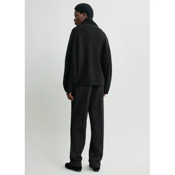 Totême Shawl-lapel cardigan in Black - Knitwear - Scandinavian Minimalist Luxury at Luxury Shoes 