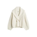 Totême Shawl-lapel cardigan in Milk - Tops - Scandinavian Minimalist Luxury at Luxury Shoes 