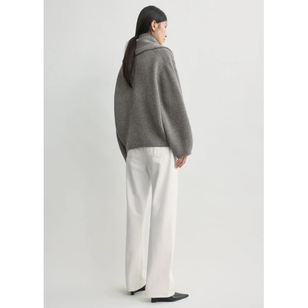 Totême Shawl-lapel cardigan mid grey in Mid grey melange - Knitwear - Scandinavian Minimalist Luxury at Luxury Shoes 