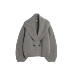 Toteme-Shawl-lapel-cardigan-mid-grey-in-Mid-grey-melange43688_nobg Totême Shawl-lapel cardigan mid grey in Mid grey melange - Knitwear - Scandinavian Minimalist Luxury at Luxury Shoes