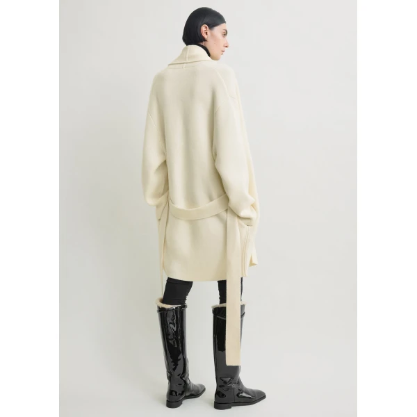 Totême Shawl-lapel cashmere-wool robe in Ecru - Knitwear - Scandinavian Minimalist Luxury at Luxury Shoes 