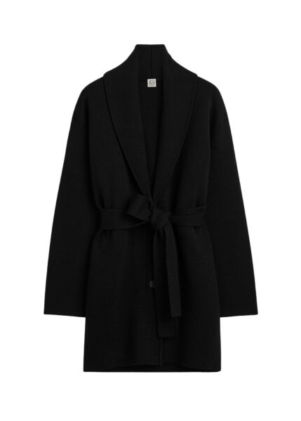 Totême Shawl-lapel robe in Black - Knitwear - Scandinavian Minimalist Luxury at Luxury Shoes 
