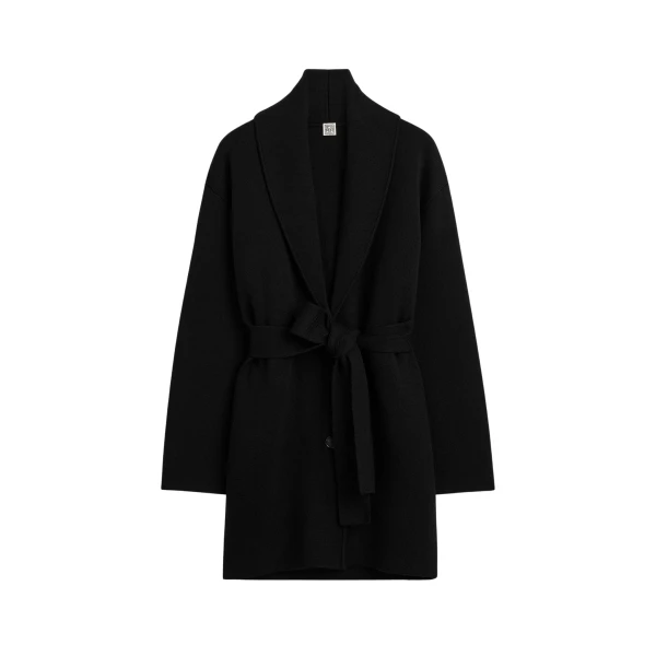 Totême Shawl-lapel robe in Black - Knitwear - Scandinavian Minimalist Luxury at Luxury Shoes 