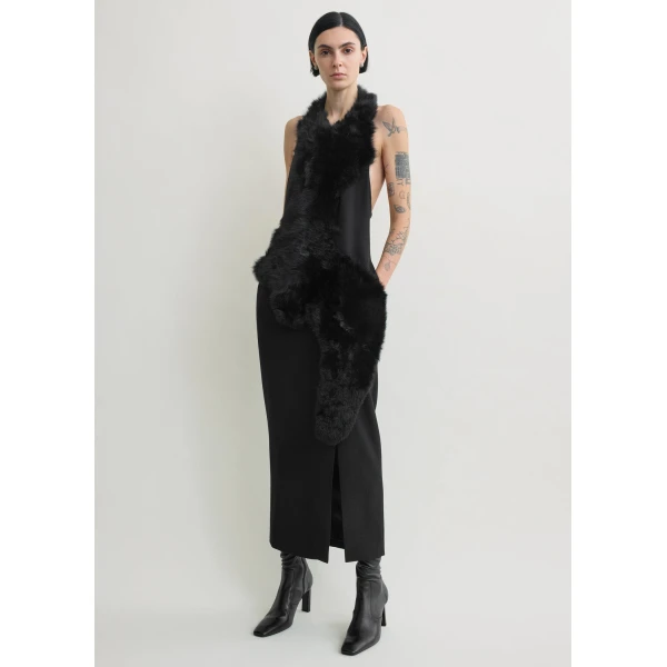 Totême Shearling appliqué dress in Black - Dresses - Scandinavian Minimalist Luxury at Luxury Shoes 