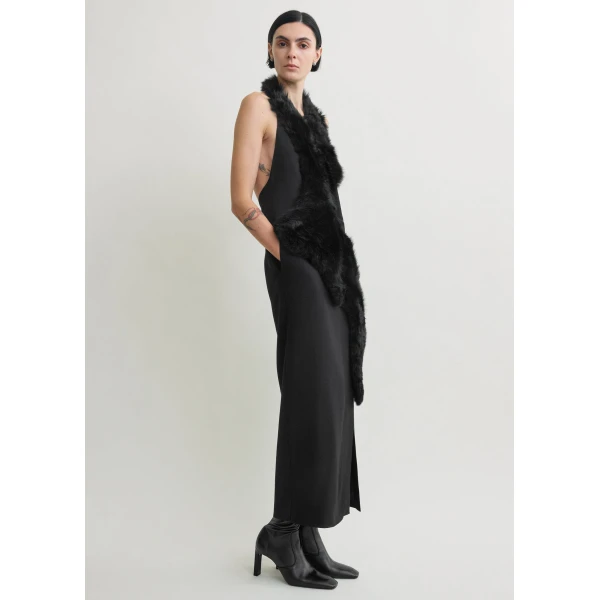 Totême Shearling appliqué dress in Black - Dresses - Scandinavian Minimalist Luxury at Luxury Shoes 