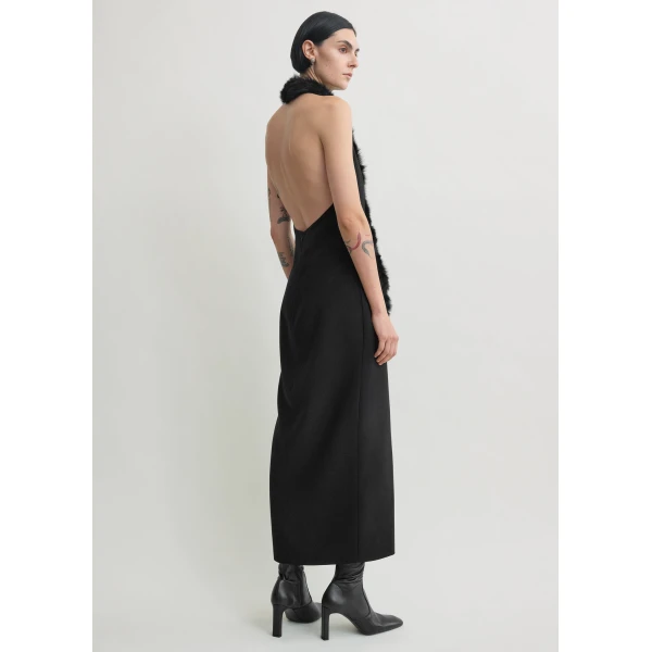 Totême Shearling appliqué dress in Black - Dresses - Scandinavian Minimalist Luxury at Luxury Shoes 