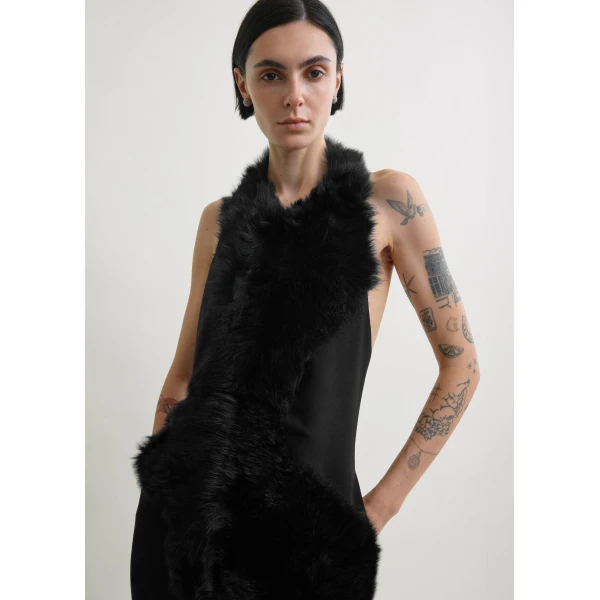 Totême Shearling appliqué dress in Black - Dresses - Scandinavian Minimalist Luxury at Luxury Shoes 