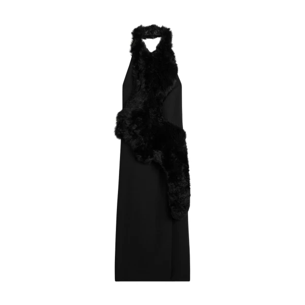 Totême Shearling appliqué dress in Black - Dresses - Scandinavian Minimalist Luxury at Luxury Shoes 