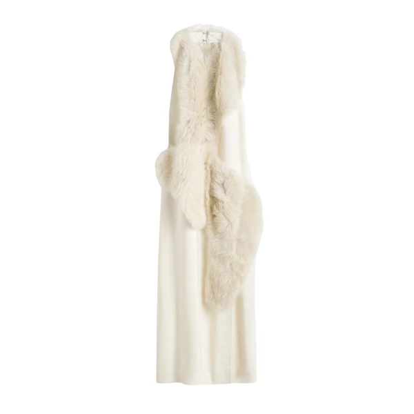 Totême Shearling appliqué dress in Macadamia - Dresses - Scandinavian Minimalist Luxury at Luxury Shoes 