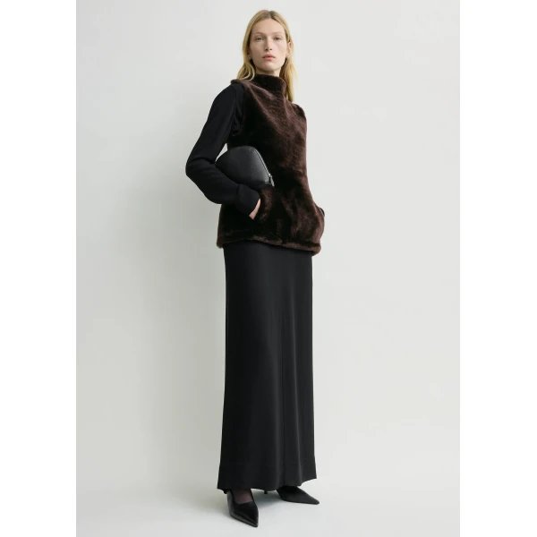 Totême Shearling-front top in Espresso - Tops - Scandinavian Minimalist Luxury at Luxury Shoes 