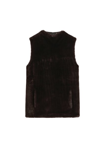 Totême Shearling-front top in Espresso - Tops - Scandinavian Minimalist Luxury at Luxury Shoes 
