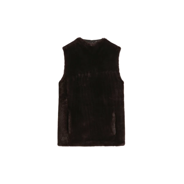 Totême Shearling-front top in Espresso - Tops - Scandinavian Minimalist Luxury at Luxury Shoes 