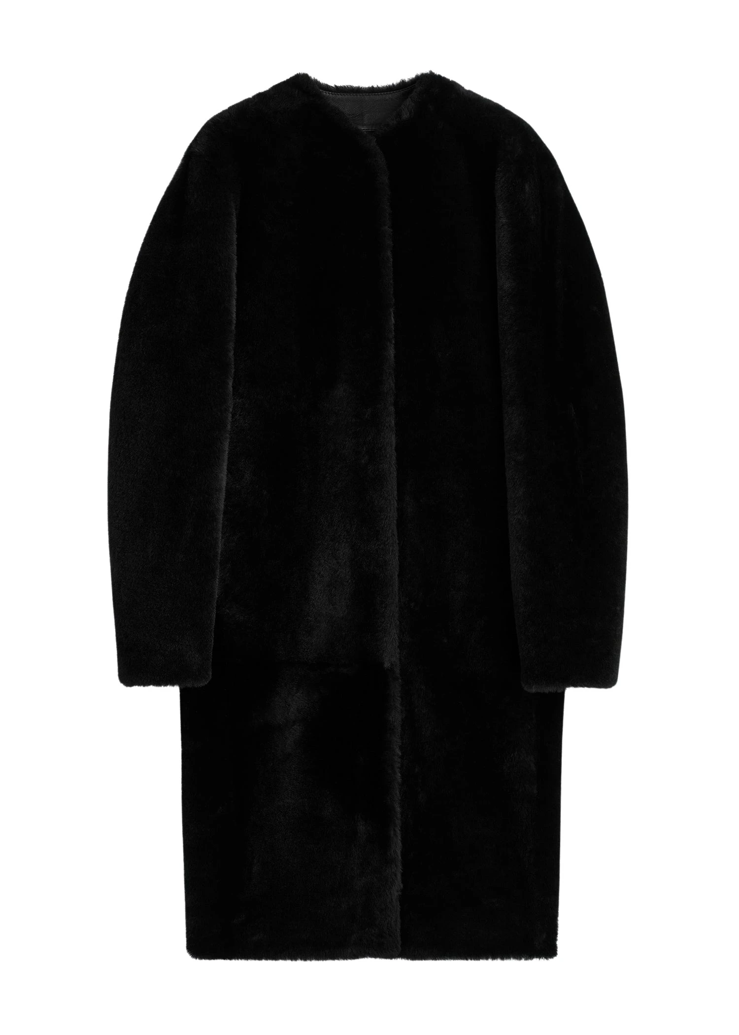 Toteme-Shearling-midi-coat-in-Black24464_nobg Totême Shearling midi coat in Black - Coats - Scandinavian Minimalist Luxury at Luxury Shoes