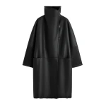 Totême Shearling wrap coat in Black - Coats - Scandinavian Minimalist Luxury at Luxury Shoes 