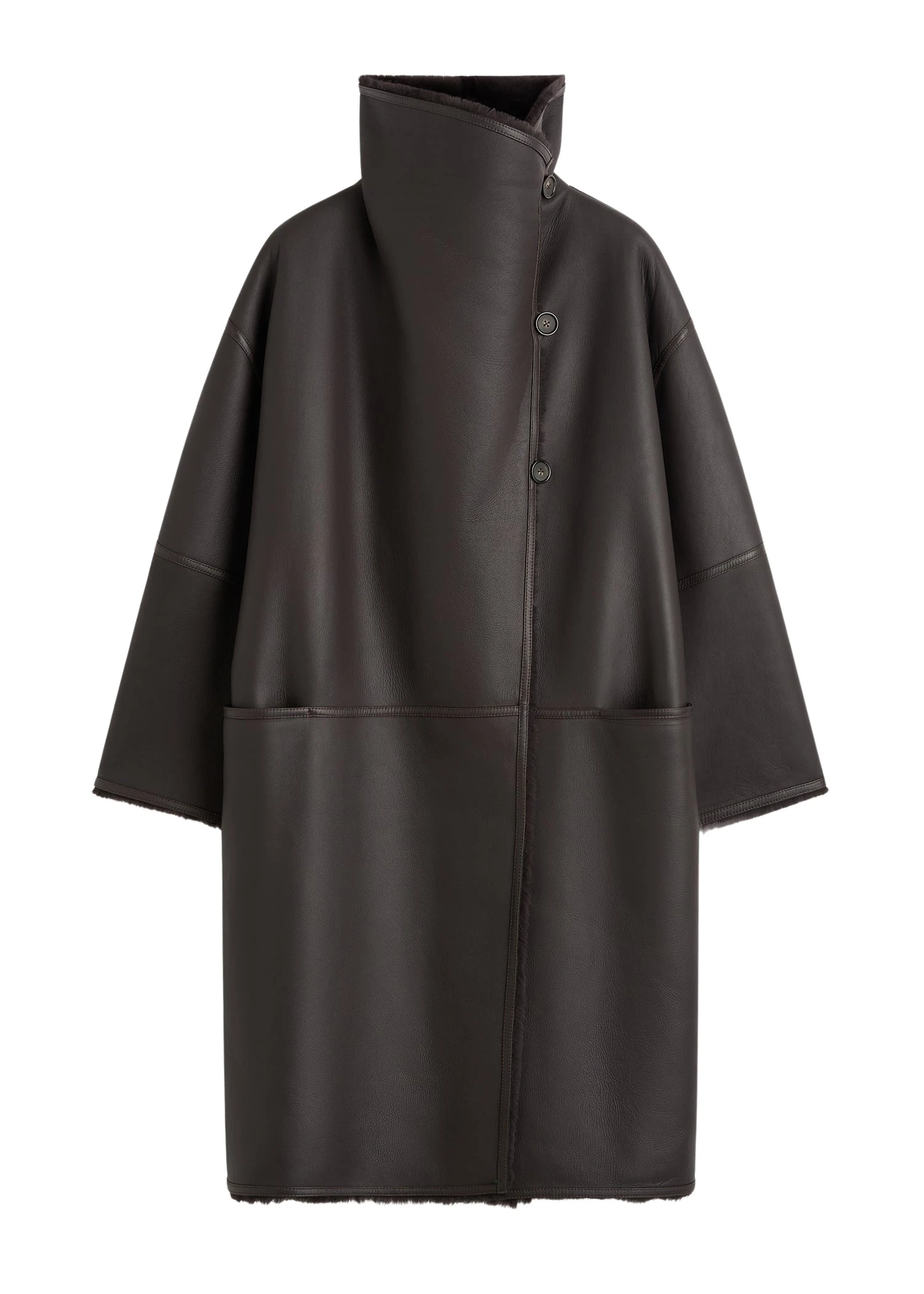 Toteme-Shearling-wrap-coat-in-Dark-brown15477_nobg Totême Shearling wrap coat in Dark brown - Coats - Scandinavian Minimalist Luxury at Luxury Shoes