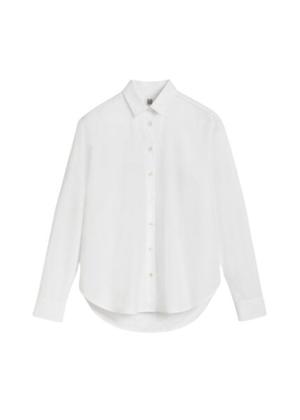 Totême Signature cotton shirt in White - Tops - Scandinavian Minimalist Luxury at Luxury Shoes 