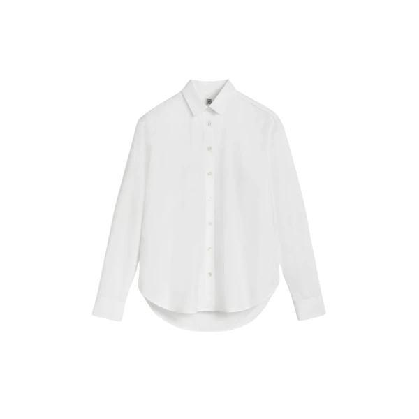 Totême Signature cotton shirt in White - Tops - Scandinavian Minimalist Luxury at Luxury Shoes 