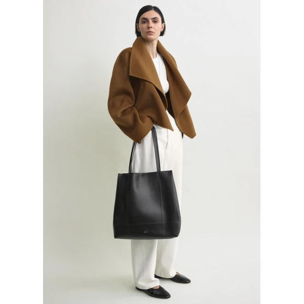 Totême Signature doublé jacket in Tobacco - Jackets - Scandinavian Minimalist Luxury at Luxury Shoes 