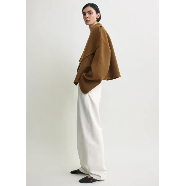 Totême Signature doublé jacket in Tobacco - Jackets - Scandinavian Minimalist Luxury at Luxury Shoes 