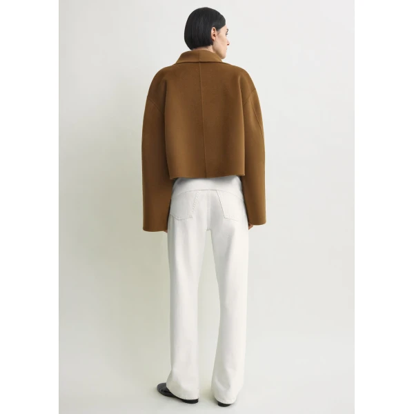 Totême Signature doublé jacket in Tobacco - Jackets - Scandinavian Minimalist Luxury at Luxury Shoes 