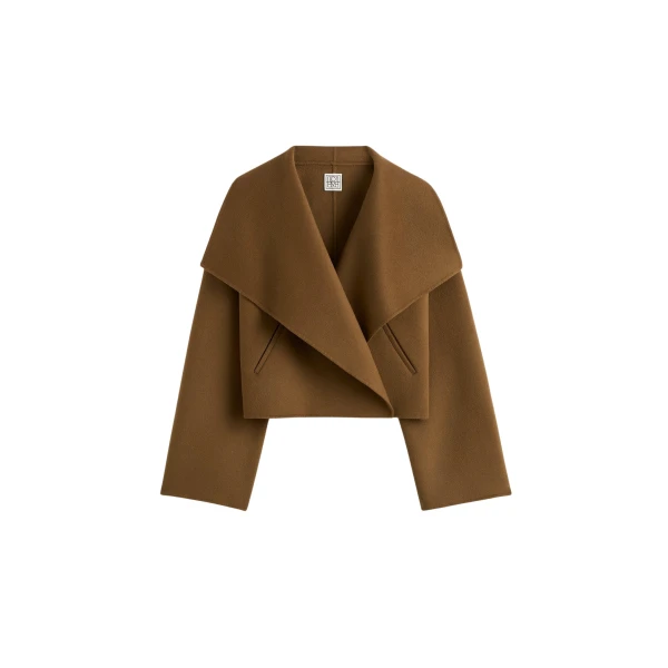 Totême Signature doublé jacket in Tobacco - Jackets - Scandinavian Minimalist Luxury at Luxury Shoes 