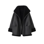 Totême Signature shearling jacket in Black - Jackets - Scandinavian Minimalist Luxury at Luxury Shoes 