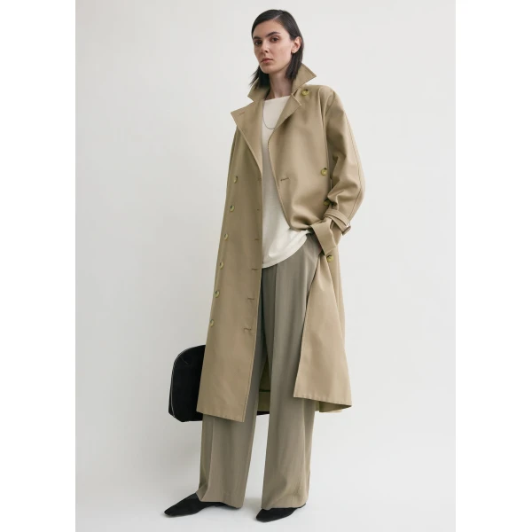Totême Signature trench in Khaki - Coats - Scandinavian Minimalist Luxury at Luxury Shoes 