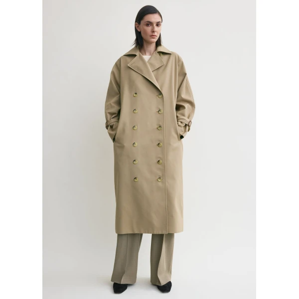 Totême Signature trench in Khaki - Coats - Scandinavian Minimalist Luxury at Luxury Shoes 