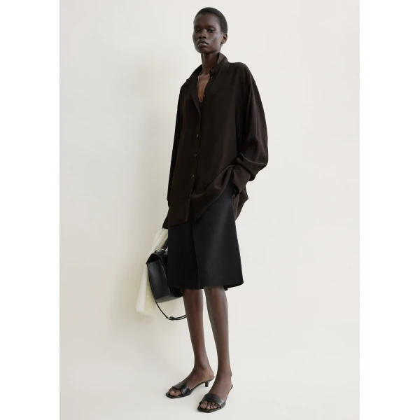 Totême Silk crepe shirt in Brown - Tops - Scandinavian Minimalist Luxury at Luxury Shoes 