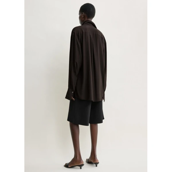 Totême Silk crepe shirt in Brown - Tops - Scandinavian Minimalist Luxury at Luxury Shoes 