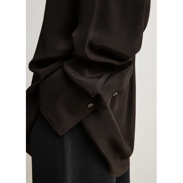 Totême Silk crepe shirt in Brown - Tops - Scandinavian Minimalist Luxury at Luxury Shoes 