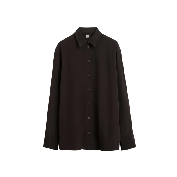 Totême Silk crepe shirt in Brown - Tops - Scandinavian Minimalist Luxury at Luxury Shoes 
