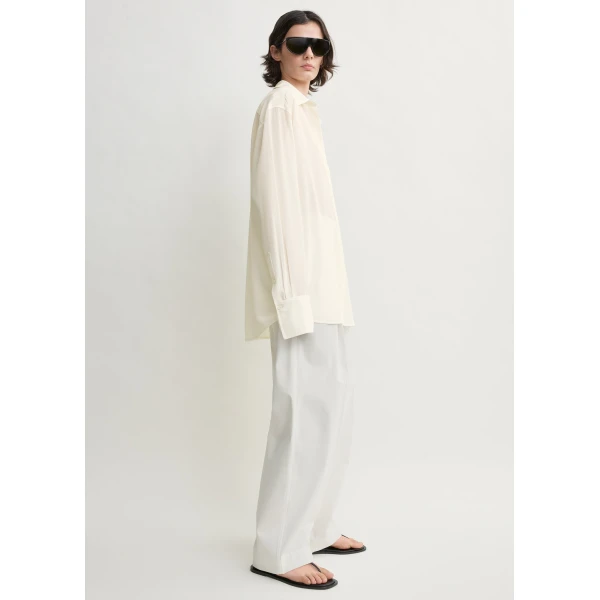 Totême Silk crepe shirt in Off-white - Tops - Scandinavian Minimalist Luxury at Luxury Shoes 