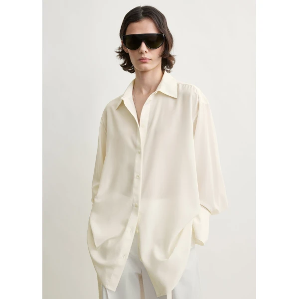 Totême Silk crepe shirt in Off-white - Tops - Scandinavian Minimalist Luxury at Luxury Shoes 