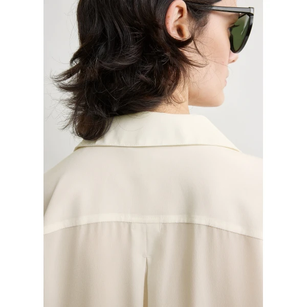 Totême Silk crepe shirt in Off-white - Tops - Scandinavian Minimalist Luxury at Luxury Shoes 