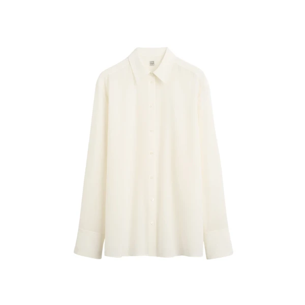 Totême Silk crepe shirt in Off-white - Tops - Scandinavian Minimalist Luxury at Luxury Shoes 