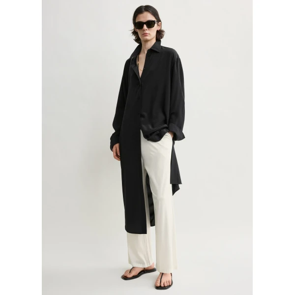 Totême Silk shirtdress in Black - Dresses - Scandinavian Minimalist Luxury at Luxury Shoes 
