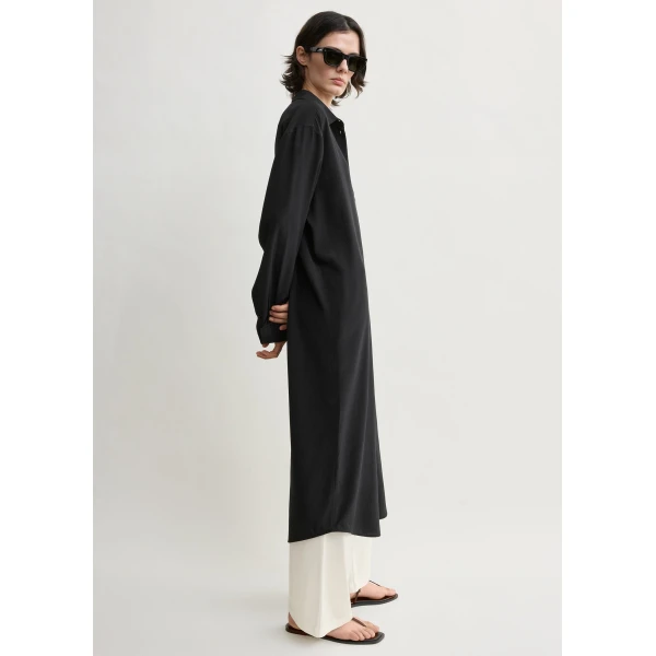 Totême Silk shirtdress in Black - Dresses - Scandinavian Minimalist Luxury at Luxury Shoes 