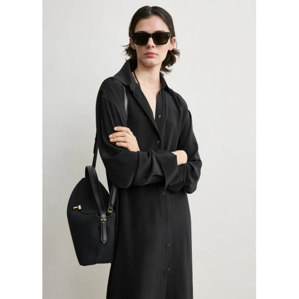 Totême Silk shirtdress in Black - Dresses - Scandinavian Minimalist Luxury at Luxury Shoes 