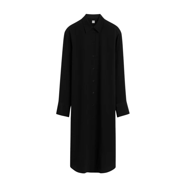 Totême Silk shirtdress in Black - Dresses - Scandinavian Minimalist Luxury at Luxury Shoes 